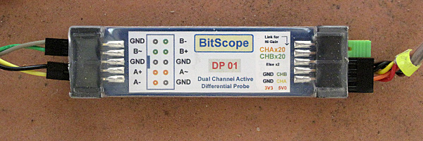 The probe PC board is about 6.2cm long and 2cm wide (8cm long with the connectors on the ends).